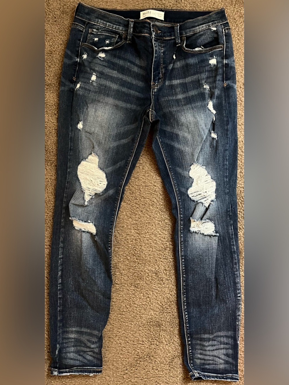 Mudd Distressed Dark Wash Ripped Skinny Jeans Like New